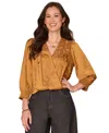 Democracy Petite 3/4 Sleeve Blouson Top In Orange