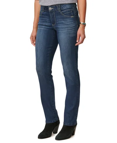 Democracy Petite Ab Solution High-rise Straight Leg Jeans In Blue
