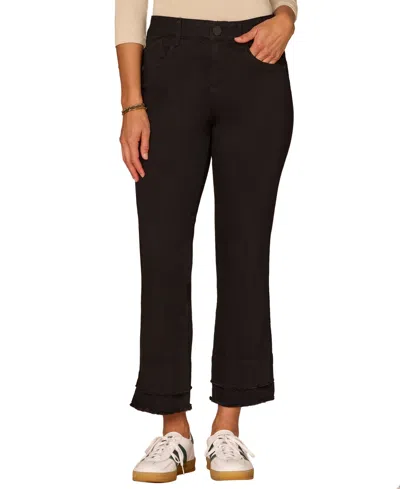 Democracy Petite "ab" Solution Kick Flare Mid Rise Jeans In Black