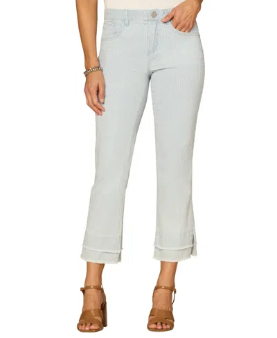 Democracy Petite "ab" Solution Kick Flare Mid Rise Jeans In Blue