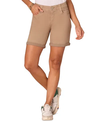 Democracy Petite "ab" Solution Mid Rise Cuffed Shorts In Ptbl Porto