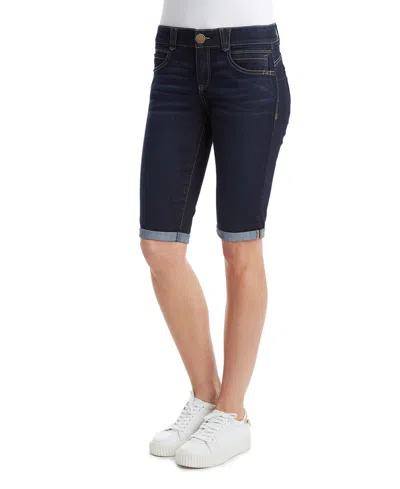 Democracy Petite "ab" Solution Mid-rise Slim-leg Bermuda Shorts In Purple
