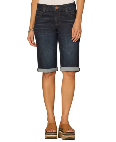 Democracy Petite "ab" Solution Mid-rise Bermuda Shorts In Blue