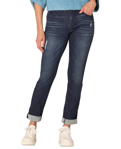 Democracy Petite "ab" Solutuion Cuffed Girlfriend Jeans In Blue