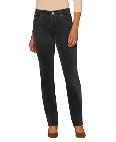 Democracy Petite "ab"solution Corduroy Straight-leg Jeans In Black