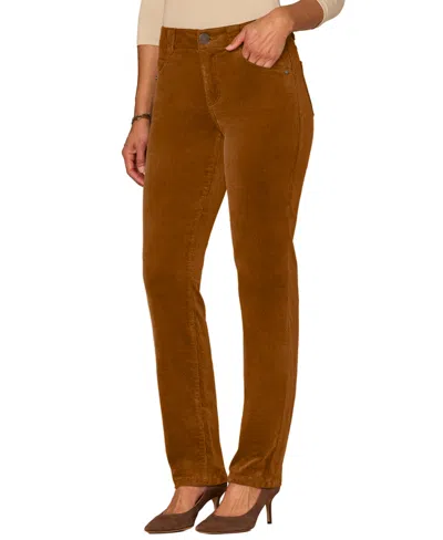 Democracy Petite "ab"solution Corduroy Straight-leg Jeans In Candied Walnut