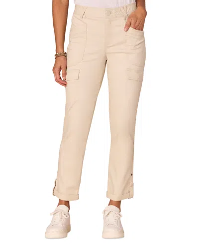 Democracy Petite "ab"solution High-rise Utility Jeans In Stone