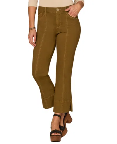 Democracy Petite "ab"solution High-rise Kick-flare Jeans In Brown