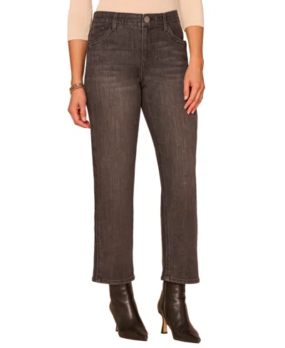 Democracy Petite Ab"solution High-rise Straight-leg Jeans In Washed Black