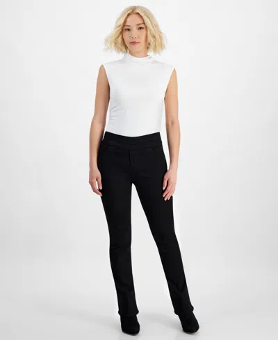 Democracy Petite "ab"solution Pull-on High-rise Bootcut Jeans In Black