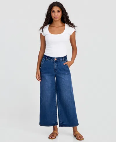 Democracy Petite Absolution Skyrise Crop Wide-leg Jeans In Blue