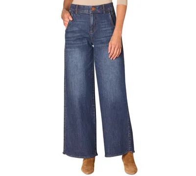 Democracy Petite "ab"solution Skyrise Tulip-hem Wide-leg Jeans In Blue