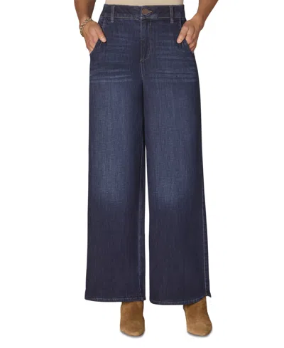 Democracy Petite "ab"solution Skyrise Wide-leg Pants In Blue