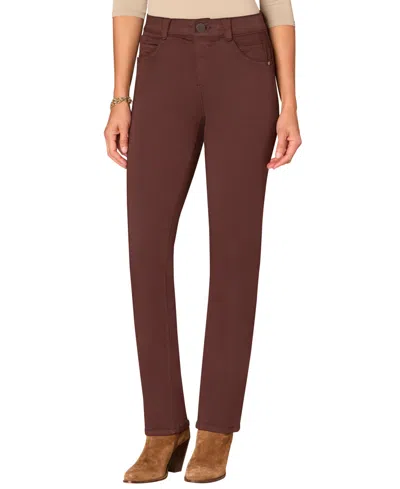Democracy Petite "ab"solution Straight-leg Jeans In Burgundy