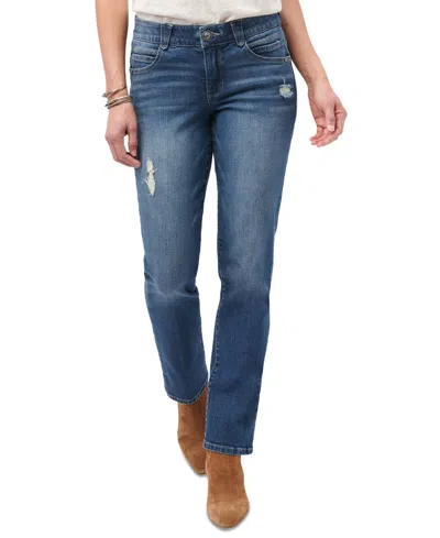 Democracy Petite "ab"solution Straight-leg Jeans In Blue