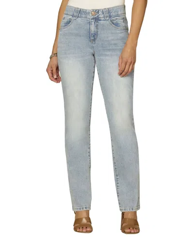 Democracy Petite "ab"solution Straight-leg Jeans In Blue