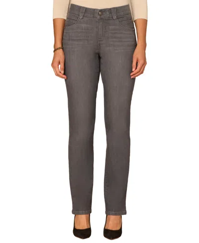 Democracy Petite "ab"solution Straight-leg Jeans In Grey