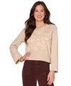 Democracy Petite Bell Sleeve Boat Neck Top In Neutral