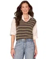 Democracy Petite Below Elbow Blouson Sweater Vest In Brown