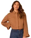 Democracy Petite Button-front Snap Bomber Jacket In Candied Walnut