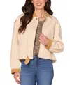 Democracy Petite Corduroy-trim Jacket In Neutral
