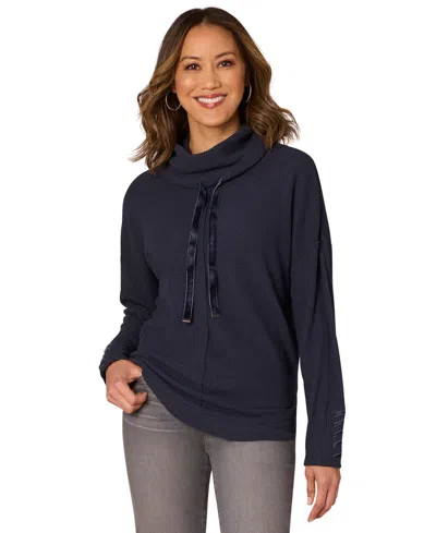 Democracy Petite Cowl-neck Long-sleeve Top In Heather Ca