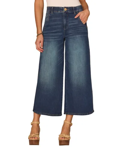 Democracy Petite Cropped Wide-leg Jeans In Blue