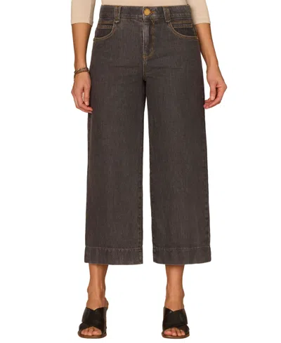 Democracy Petite Cropped Wide-leg Jeans In Gray