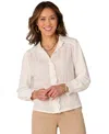 Democracy Petite Embroidered Scalloped-trim Blouse In Ofw Offwhi