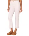 Democracy Petite Frayed-cuffed Side-slit Denim Jeans In White