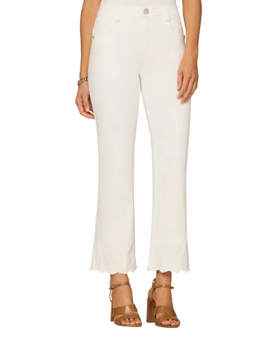 Democracy Petite High Rise Cropped Itty Bitty Flare Jeans In White