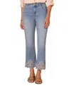 Democracy Petite High-rise Embroidered Flare Jeans In Light Blue