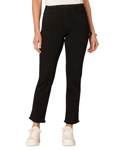 Democracy Petite High Rise Slim Straight Jeans In Black
