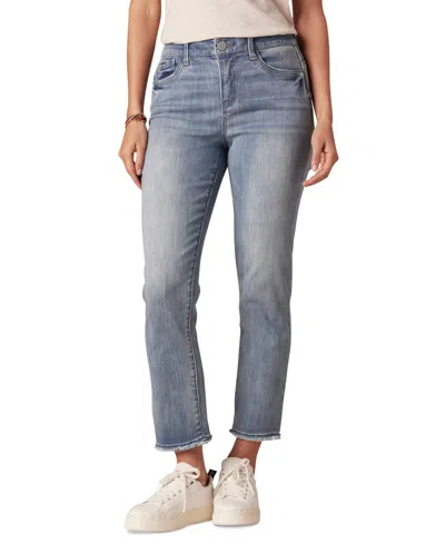 Democracy Petite High Rise Slim Straight Jeans In Blue