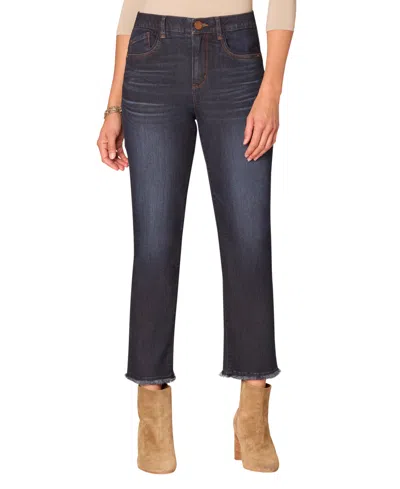 Democracy Petite High Rise Slim Straight Jeans In Blue