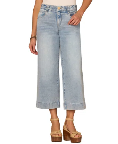 Democracy Petite High Rise Wide-leg Crop Jeans In Blue