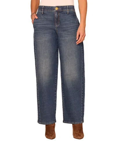 Democracy Petite High-rise Barrel Leg Jeans In Blue