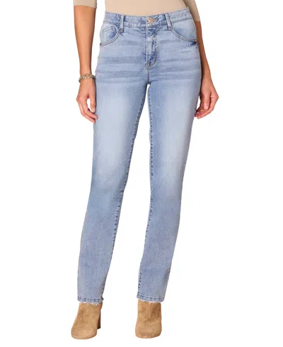 Democracy Petite High-rise Straight-leg Jeans In Blue