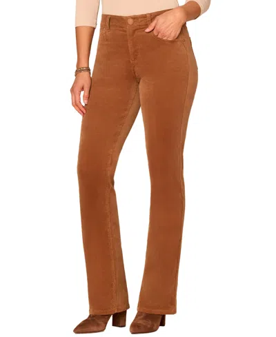 Democracy Petite Itty Bitty Boot Corduroy High-waist Bootcut Pants In Orange