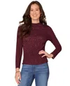 Democracy Petite Leopard-print Mock Neck Top In Burgundy