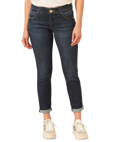 Democracy Petite Mid Rise Ankle Length Jeans In Blue