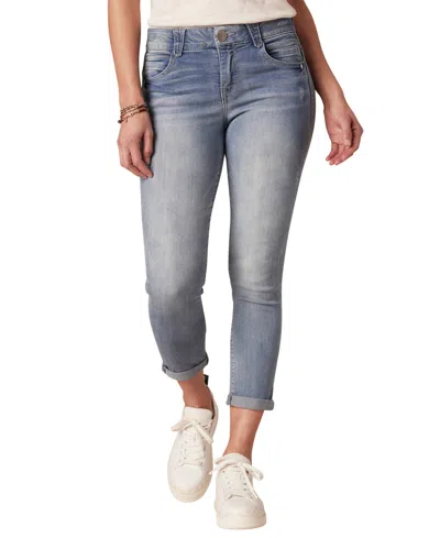 Democracy Petite Mid Rise Ankle Length Jeans In Blue