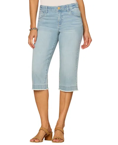 Democracy Petite Mid Rise Skimmer Short Jeans In Blue