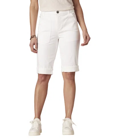 Democracy Petite Mid-rise Bermuda Shorts In White