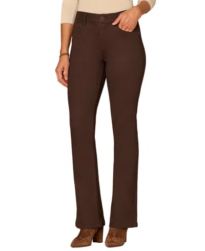 Democracy Petite Mid-rise Cuffed Ankle Skimmer Jeans In Brown