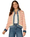 Democracy Petite Mixed Media Button-down Jacket In Multi