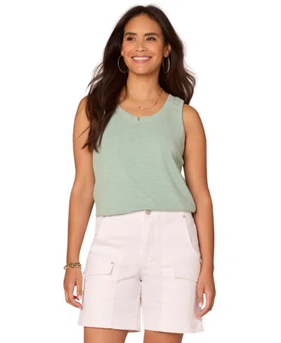 Democracy Petite Notched Scoop-neck Sleeveless Top In Marble