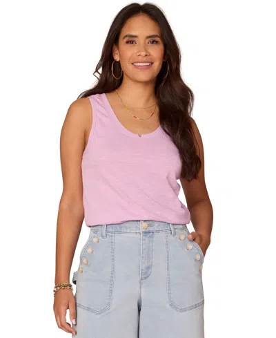 Democracy Petite Notched Scoop-neck Sleeveless Top In Sup Sugar