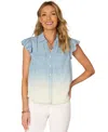 Democracy Petite Ombre Button-front Flutter-sleeve Top