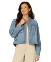 Democracy Petite Oversized Barrel Sleeve Collared Jacket In Blue